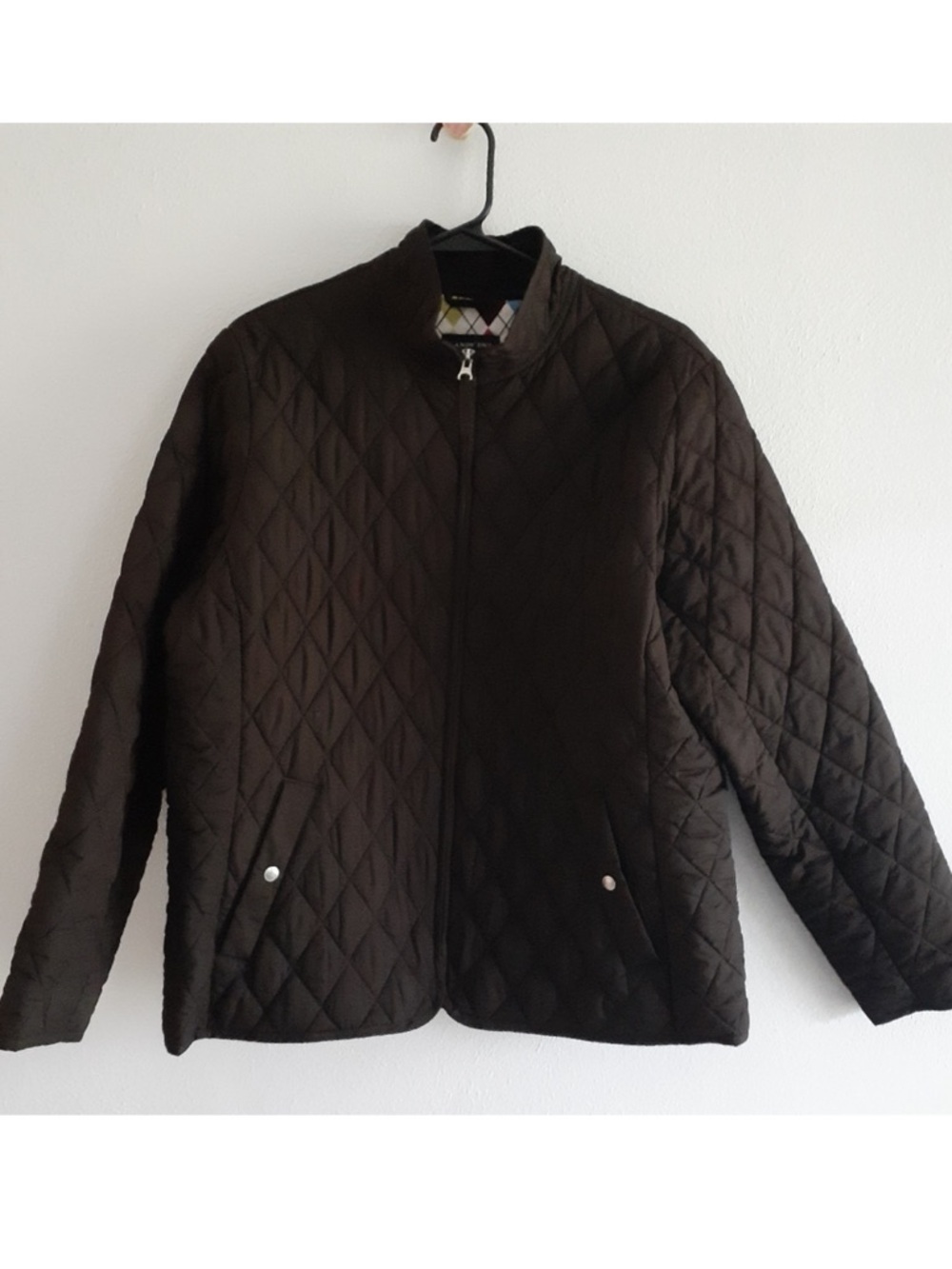 Lands End diamond shape brown Quilted ladies coat size S
